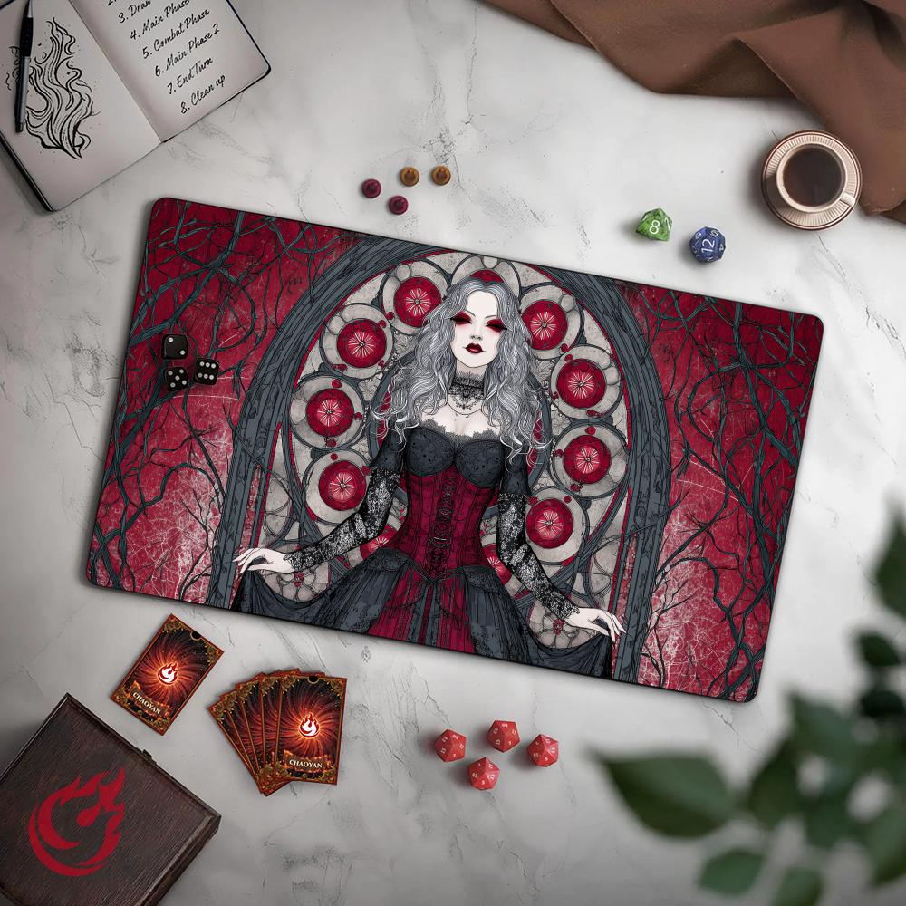 Door Mat Blank - Gotische Vampirinnen-TCG-Spielmatte, Magic-Kartenmatte mit genähtem Rand,